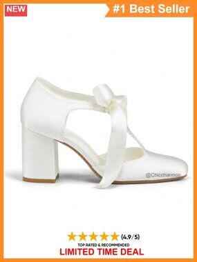 Women's Block Heel Mary Jane Pumps Retro Satin Slip-On Dress Shoes
